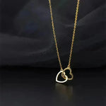 Double Heart Interlocking Titanium Steel Necklace Jewelry - EX-STOCK CANADA