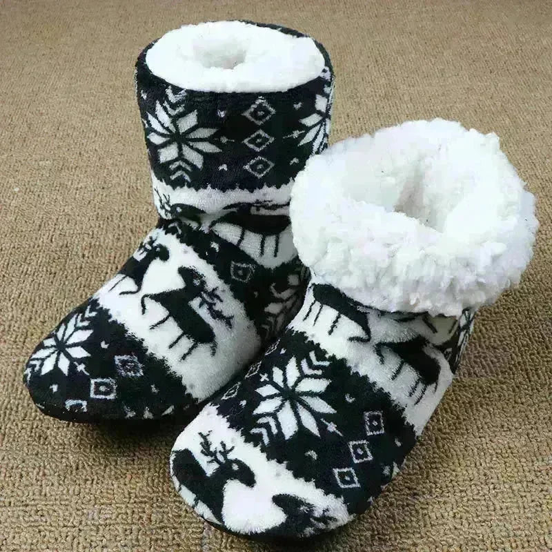 Christmas Elk Floor Shoes Indoor Socks Shoes Warm Plush House Slippers - EX-STOCK CANADA