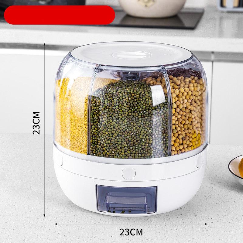 Large Food Storage Container 360 Rotating Rice Barrels Sealed Cereal Dispenser Rice Tank Grain Box Kitchen Storage Container 