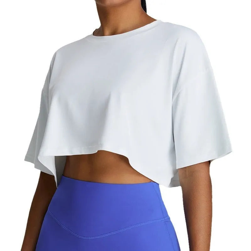 New Summer Breathable Quick-drying Yoga Clothes Women's Loose Running Leisure All-matching Workout Top - EX-STOCK CANADA