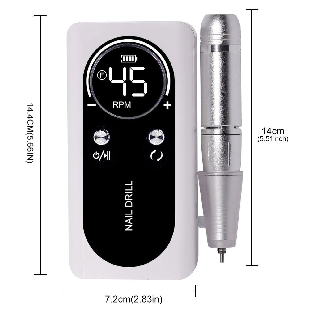Perceuse à ongles électrique professionnelle, lime à ongles rechargeable E-File 45000 RPM sans fil, kit de lime à ongles électrique, meuleuse électronique portable, adaptée pour le polissage de vernis à ongles et de colle à onglesEX-STOCK Canada 