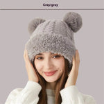 Women Winter Cute Fur Ball Knitted Beanie Hat Outdoor - EX-STOCK Canada
