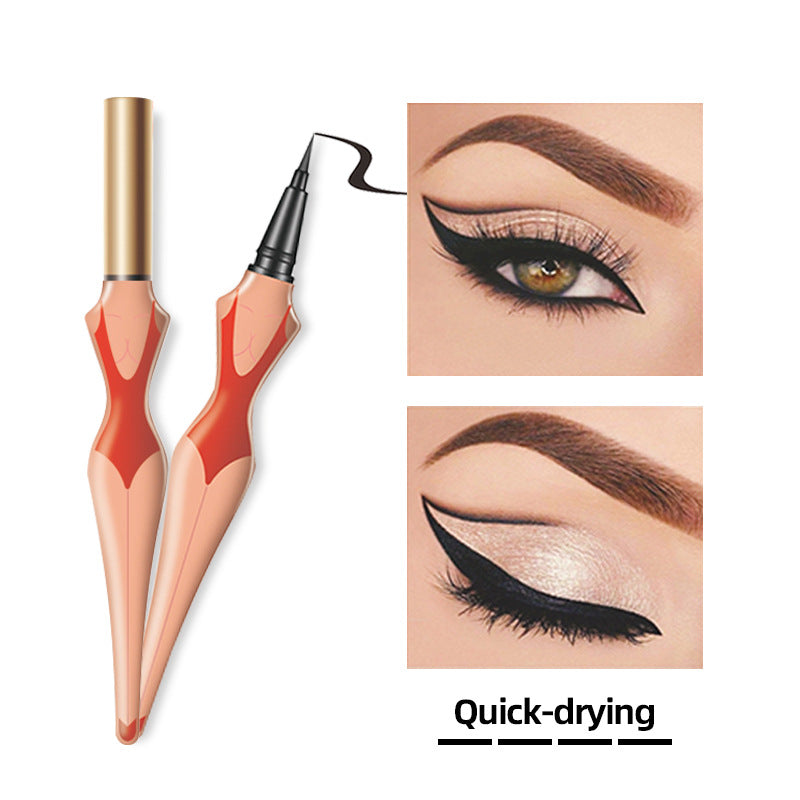 Eyeliner pen with close-up of eye makeup application and 'Quick-drying' text.