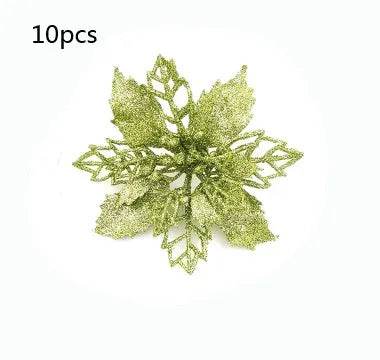 Glitter Artifical Christmas Flowers Christmas Tree Decorations For Home Fake Flowers Xmas Ornaments New Year Decor - EX-STOCK Canada