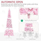 7.5 Foot Prelit Snow Flocked Artificial Christmas Tree With Pencil Shape, 700 Pine Realistic Branches, Warm White LED Lights, Auto Open, Pink And White EX-STOCK Canada 