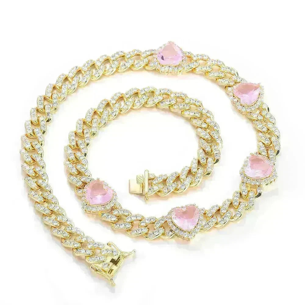 Cuban Link Chain Peach Heart Women's Necklace - EX-STOCK CANADA