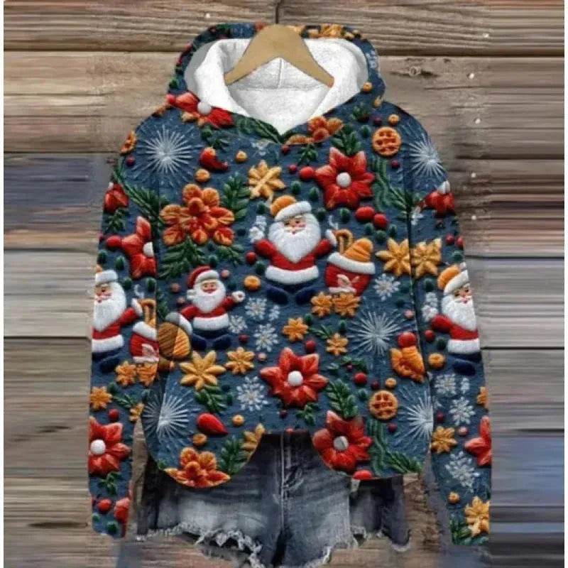 Print Christmas Holiday Casual Hoodie Sweater Pullover - EX-STOCK Canada