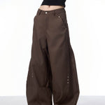 Stitching Machete Casual Pants Women's Wide-leg Trousers - EX-STOCK Canada