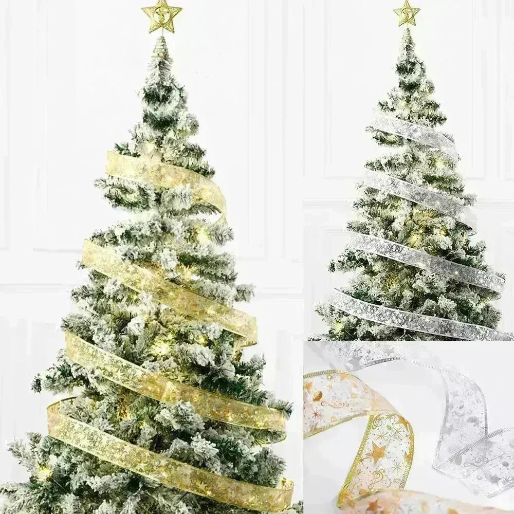 LED Lights Hot Stamping Double-layer Ribbon Christmas Decorations - EX-STOCK CANADA