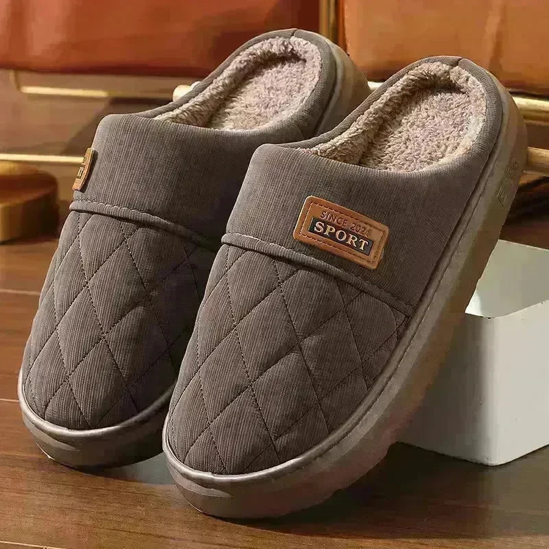 Men's Home Slippers Winter Warm Plush House Shoes Indoor Non-slip Floor Bedroom Slipper Casual All-match Shoes - EX-STOCK CANADA
