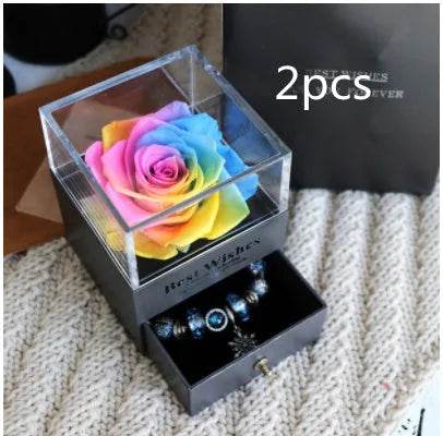 Eternal Flower Rose Jewelry Box for Birthday Presents Valentines Day Wedding Gift Box - EX-STOCK Canada