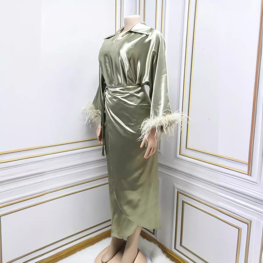 Robe quotidienne musulmane à plumes - EX-STOCK Canada