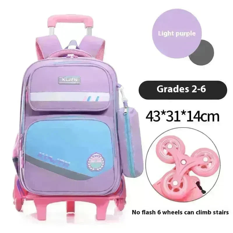 Portable Burden Alleviation Bull Wheel Trolley Schoolbag Bookbag for Boy and Girl - EX-STOCK CANADA