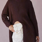 Stylish Cashmere Pullover Front Split Winter Tunic tops for Women - EX-STOCK Canada