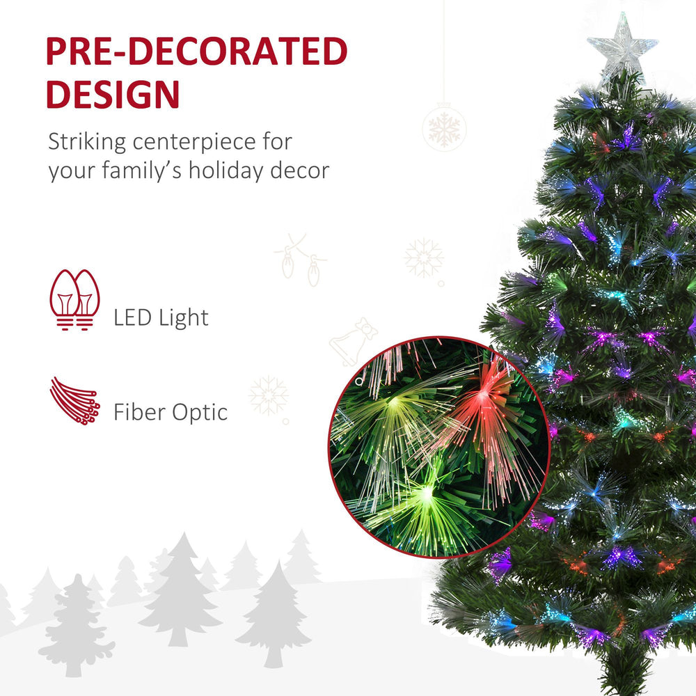 4ft Pre-Lit Optic Fiber Xmas Tree Artificial Spruce Tree Top Star EX-STOCK Canada 