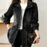 Fashion formal fitted  Zip up Denim Jacket Women - EX-STOCK CANADA