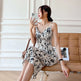 Ink Painting Print Suspender Dress Women's Spring And Summer Floral Midi dress white - EX-STOCK CANADA