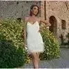 Elegant Chic Spaghetti Strap Luxury Tassel Sequins Feather Women’s Mini Dress for Evening Party, Cocktail Wedding Guest. - EX-STOCK CANADA