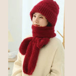 Women's Fleece-lined Scarf And Hat Winter Warm Knitted Hat Scarf - EX-STOCK Canada