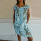 Casual Floral Printed Straight Dress Summer Loose Round Neck Short Sleeve Midi Dresses Womens Clothing - EX-STOCK CANADA