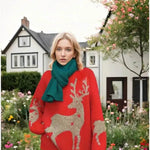 Christmas Deer Snowflakes Knit Sweater Pullover Round Neck Christmas Elk - EX-STOCK Canada