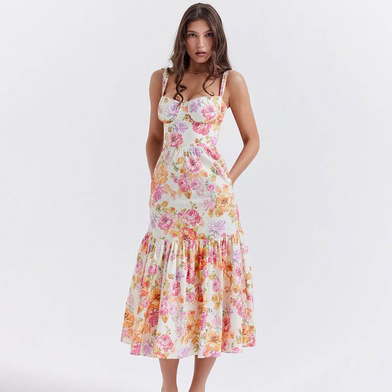 Spring And Summer Comely Pastoral Style Sling Floral A Swing Cake Dress - EX-STOCK Canada