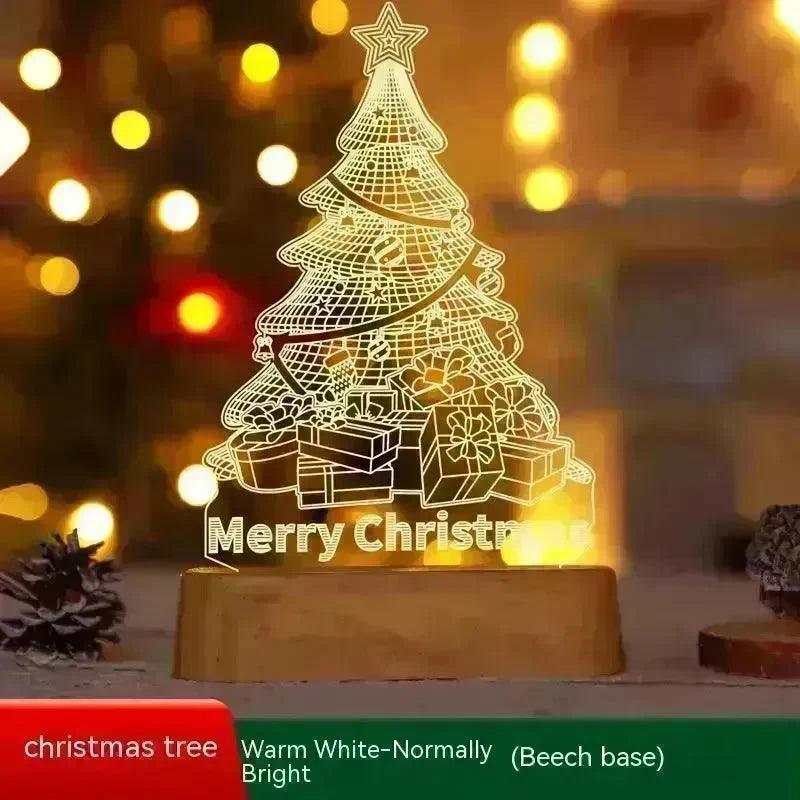 Christmas Decoration 3D Lamp Acrylic LED Night Lights New Year Valentines Day Christmas Kids Gift Christmas Ornaments - EX-STOCK CANADA