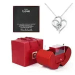 Fashion Jewelry Box Red Apple Christmas Gift Necklace Eternal Rose For Girl Mother's Day Valentine's Day Gifts With Artificial Flower Rose Flower Jewelry Box - EX-STOCK CANADA