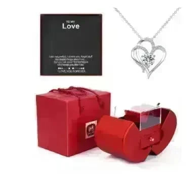 Fashion Jewelry Box Red Apple Christmas Gift Necklace Eternal Rose For Girl Mother's Day Valentine's Day Gifts With Artificial Flower Rose Flower Jewelry Box - EX-STOCK CANADA