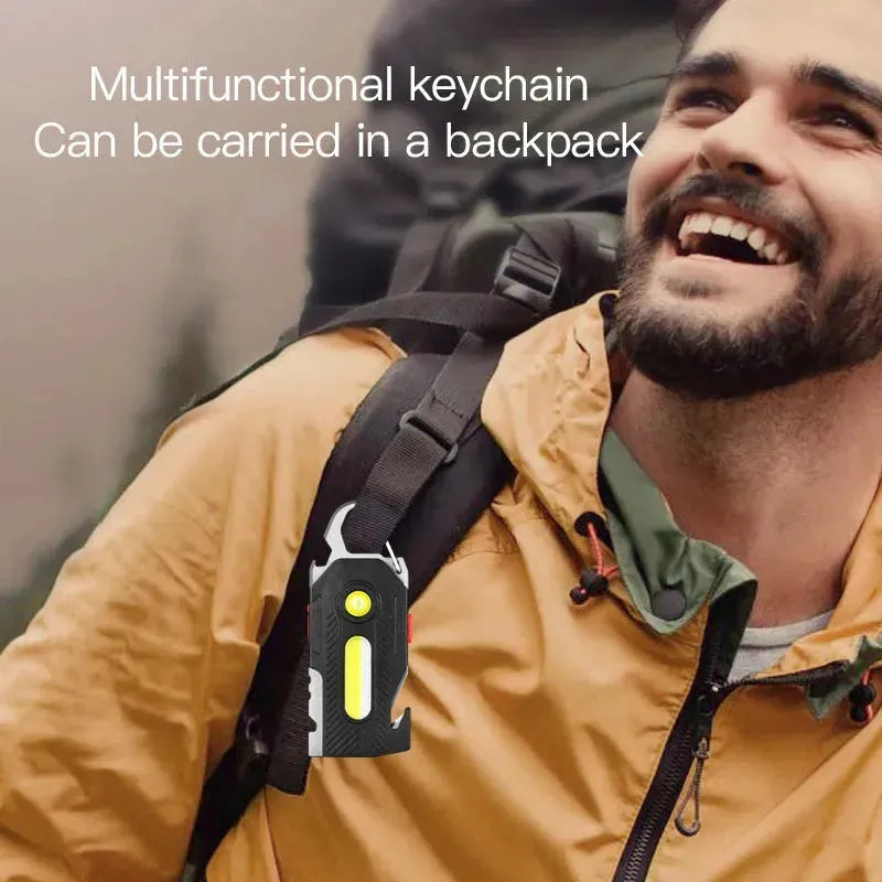 Multifunctional Charging Emergency Light Convenient Keychain Work Light COB High Bright Light Outdoor Camping LED Light - EX-STOCK CANADA