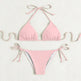 Pure Color Tied Halter Bikini Swimsuit - EX-STOCK CANADA