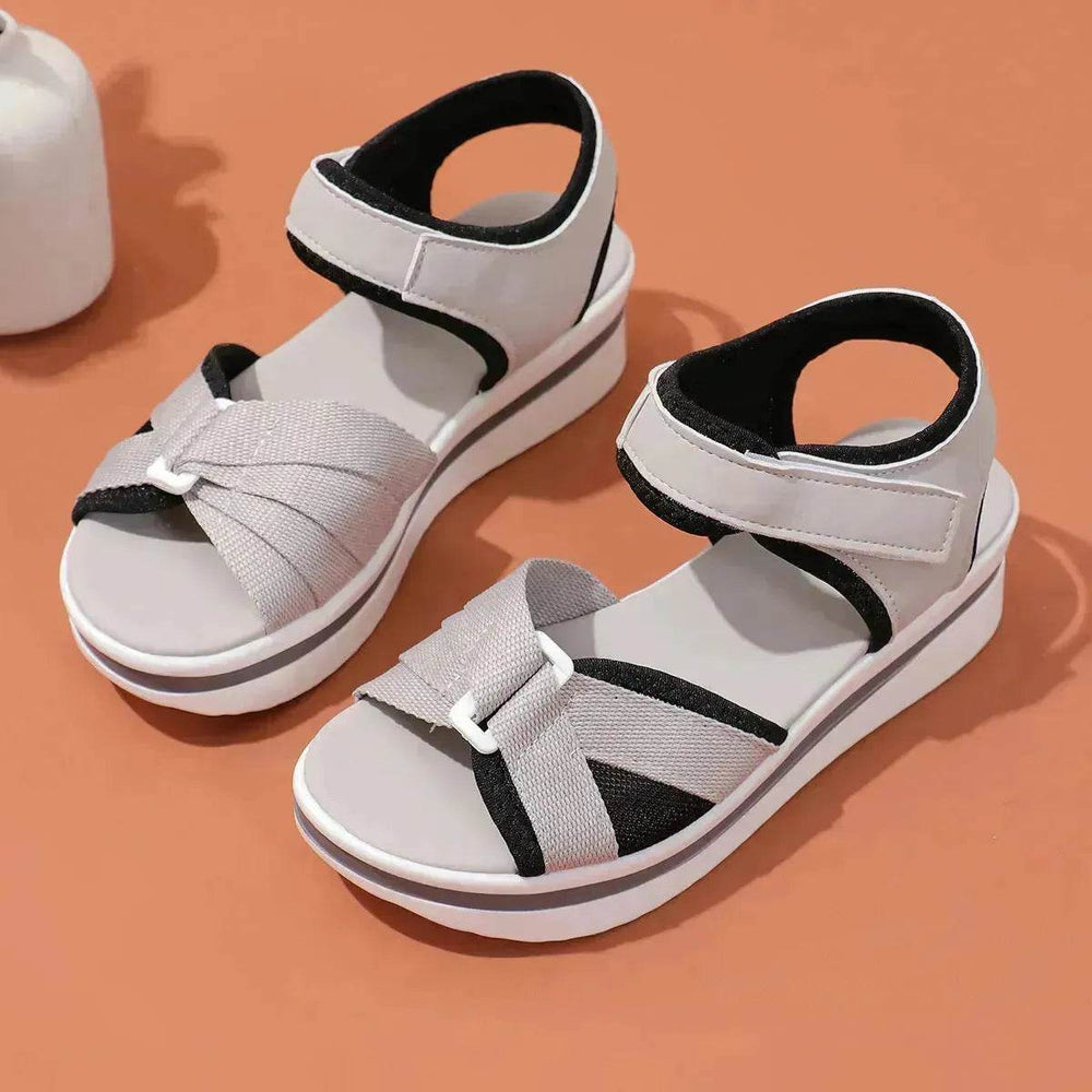 Summer Mesh Chunky Cross-strap Platform Sandals With Velcro-design Thick Sole Flats Beach Shoes Women - EX-STOCK Canada