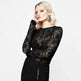 Elegant Slim-fit Tulip Flocking transparent lace top bodycon top women - EX-STOCK CANADA
