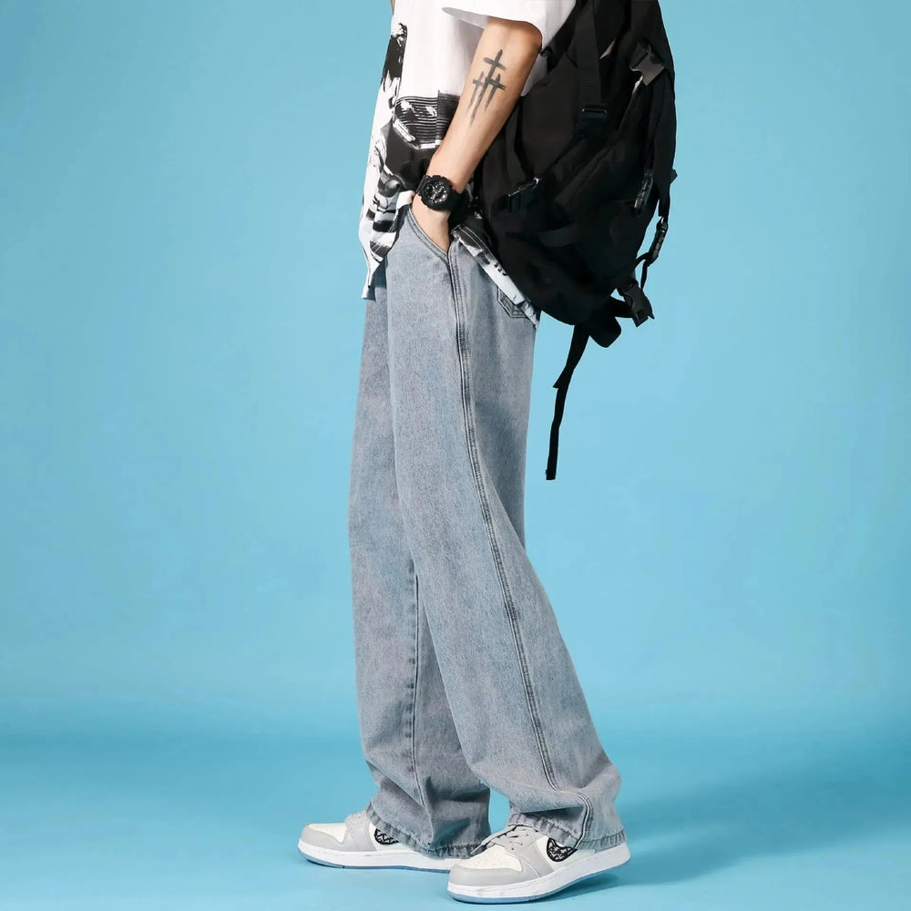 Straight Loose Jeans Men Casual Trousers Hip Hop Cargo Denim Pants With Zipper - EX-STOCK CANADA