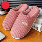 Solid Color Simple Cotton Slippers Winter Non-slip Home Warm Plush Slippers Household Indoor Couple Women's House Shoes - EX-STOCK Canada