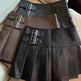 Women's American-style Vintage Mini Pleated Leather Skirt - EX-STOCK Canada