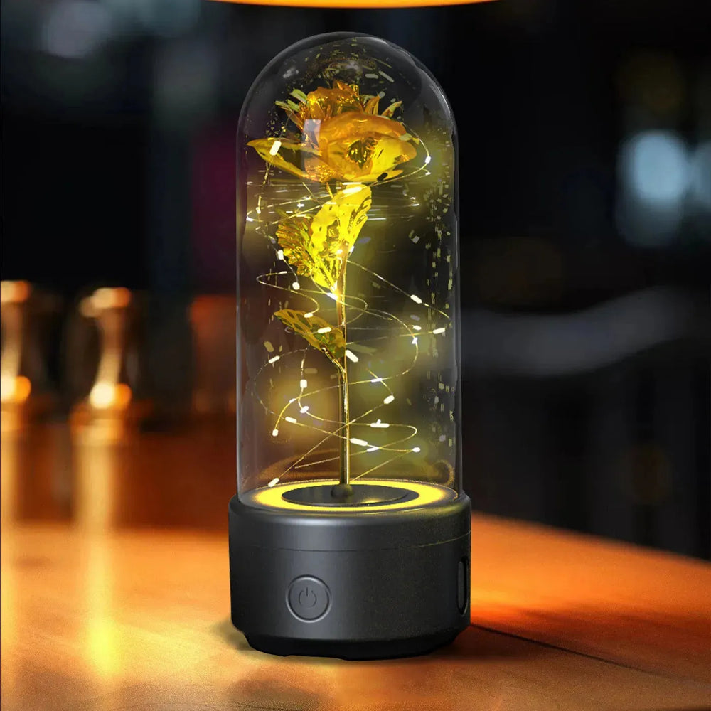 Creative 2 In 1 Rose Flowers LED Light And Bluetooth-compatible Speaker Valentine's Day Gift Rose Luminous Night Light Ornament In Glass Cover - EX-STOCK CANADA