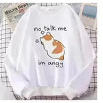 Women Chic Casual No Flattering Cat Print Crew Neck Sweatshirt - EX-STOCK CANADA