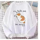 Women Chic Casual No Flattering Cat Print Crew Neck Sweatshirt - EX-STOCK CANADA