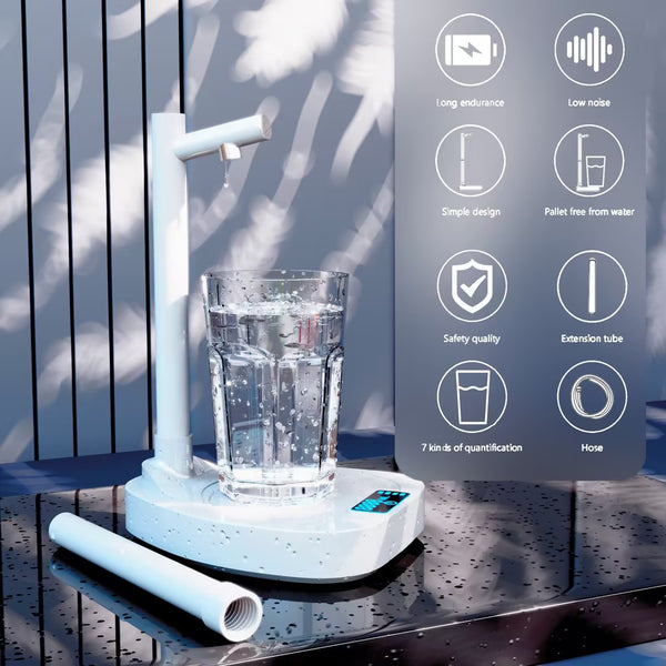 Rechargeable Electric Water Dispenser Pump with Extension Tube – Blue & White
