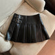 Women's American-style Vintage Mini Pleated Leather Skirt - EX-STOCK Canada