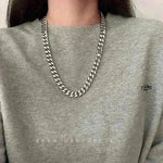 Thick Cuban Link Chain Titanium Steel Necklace Clavicle Chain - EX-STOCK CANADA