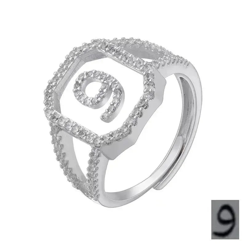 Fashion Micro Inlaid Zircon Arab Letters Ring for women - EX-STOCK CANADA
