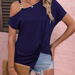 Women Clothes Off Shoulder Blouse Summer Irregular Design Tops Shirt - EX-STOCK CANADA