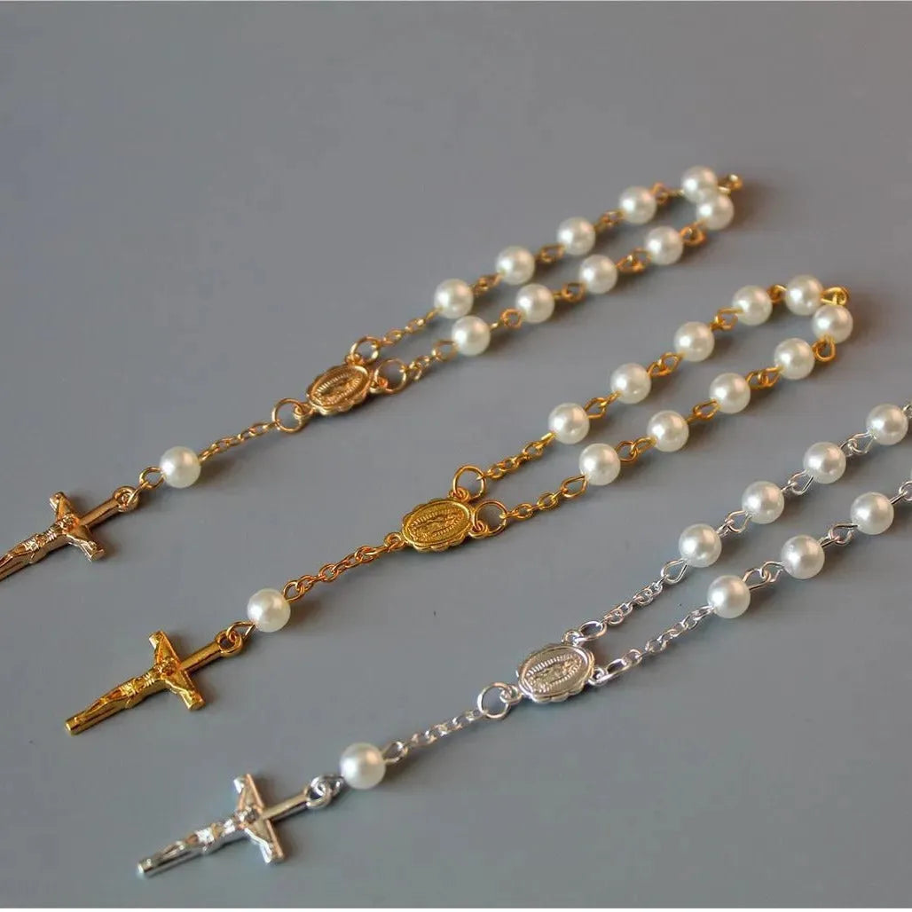 Beads Pearl Cross Full Moon Blessing Bracelet Fashion Jewelry - EX-STOCK CANADA