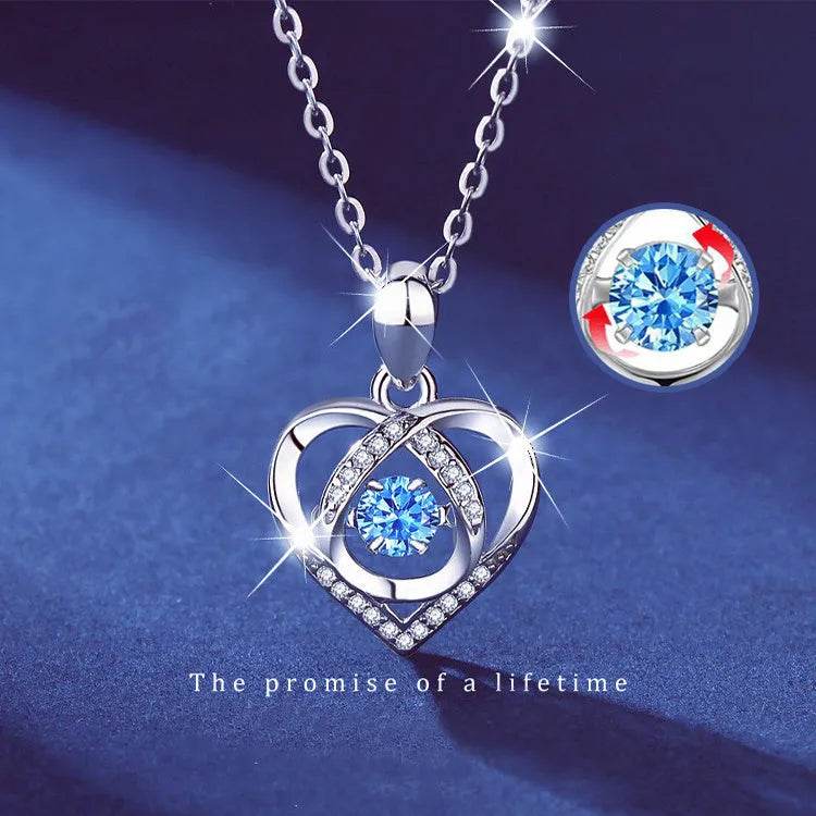 S925 Beating Heart-shaped Necklace Women Luxury Love Rhinestones Necklace Jewelry Gift For Valentine's Day - EX-STOCK Canada