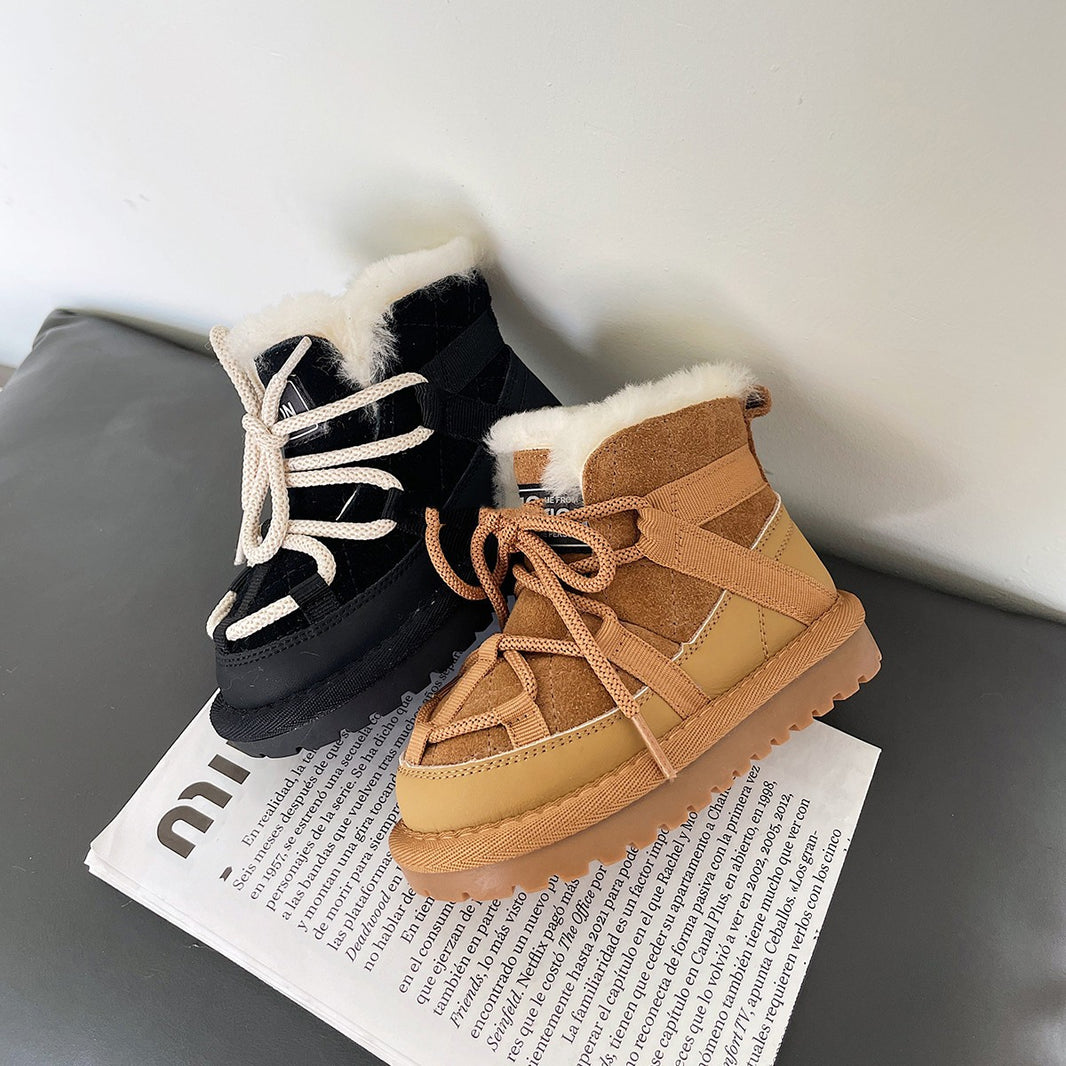Boys' Fleece-Lined Toddler Ankle Boots – Camel & Black | Sizes 16–30
