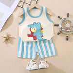 Casual Children's Pure Cotton Cartoon Printed Vest Set Two piece for baby boys - EX-STOCK Canada