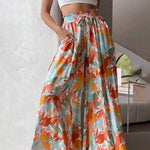 Printed Comfortable Casual High Waist Wide-leg Floral Palazzo Trousers women - EX-STOCK Canada