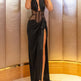 Robe maxi noire en mesh pour femmes